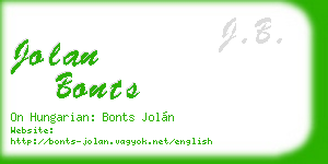 jolan bonts business card